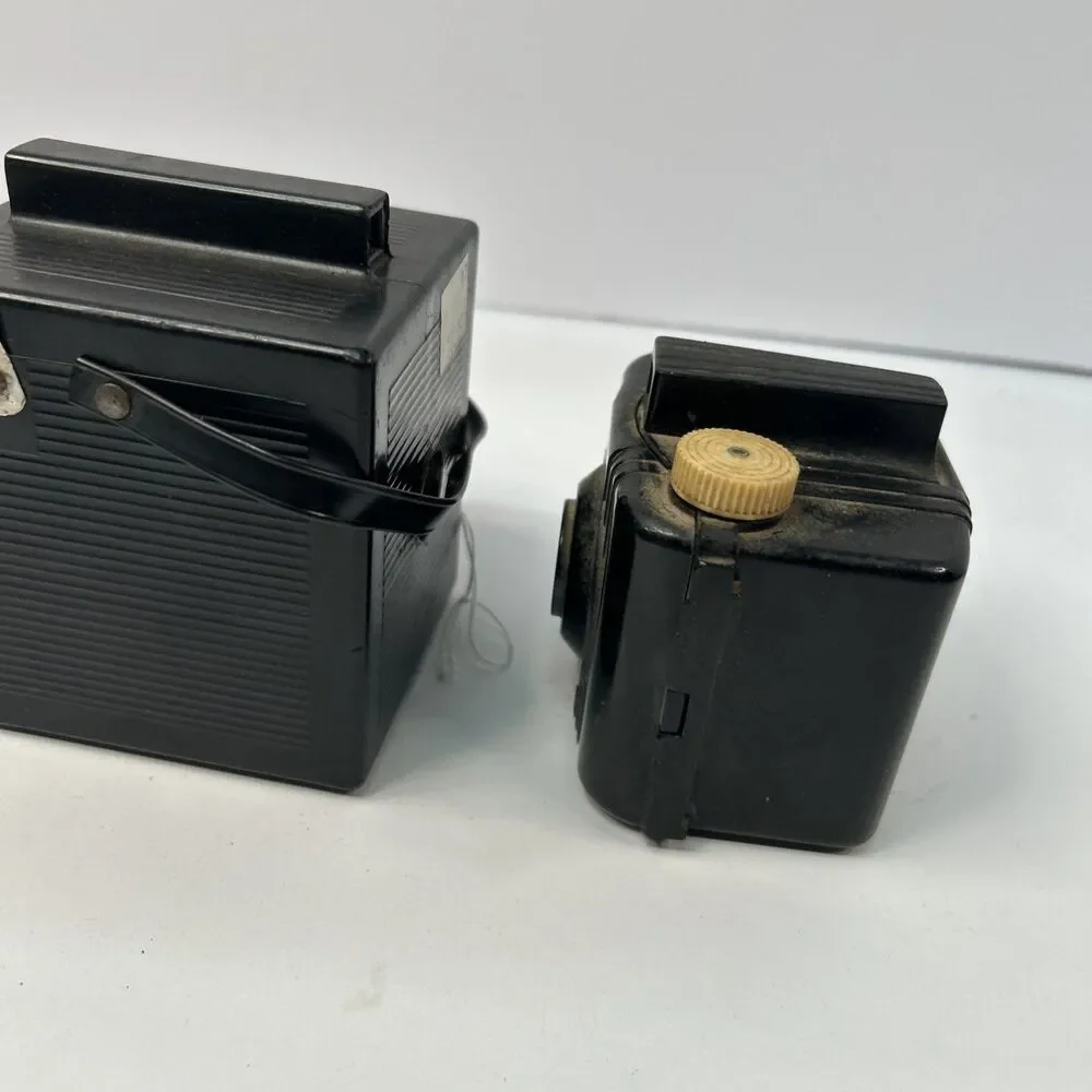 Vintage Art Deco Box Camera Lot Herco Imperial 620 & Antique Falcon Miniature